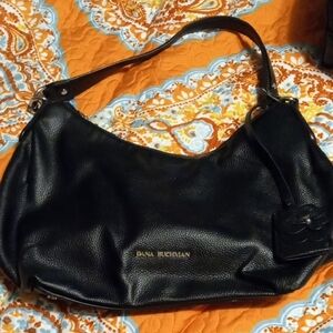 Dana Buchman Black Leather Shoulder Bag